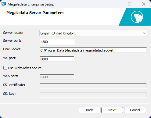 Megaladata server parameters