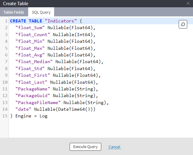 SQL query edit mode