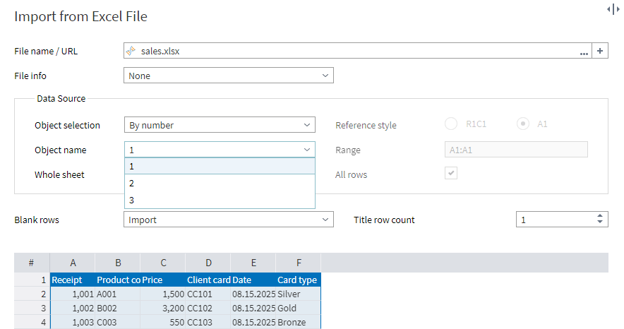 Selecting an object by number