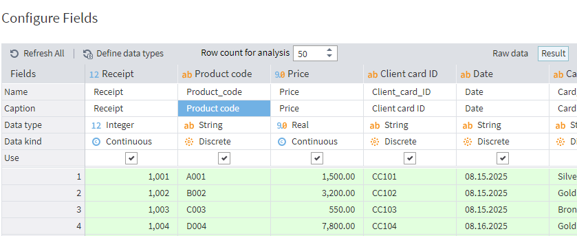 Configuring fields
