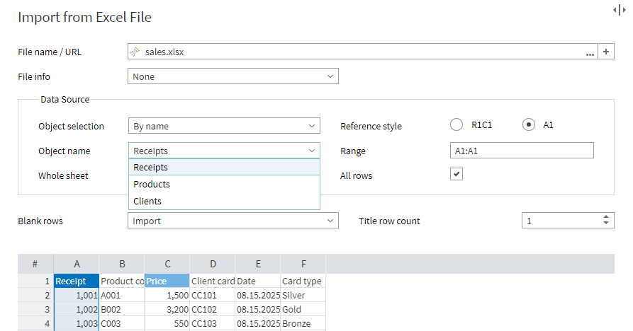 Selecting a named range