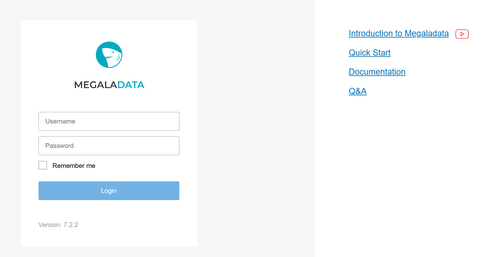 The login page